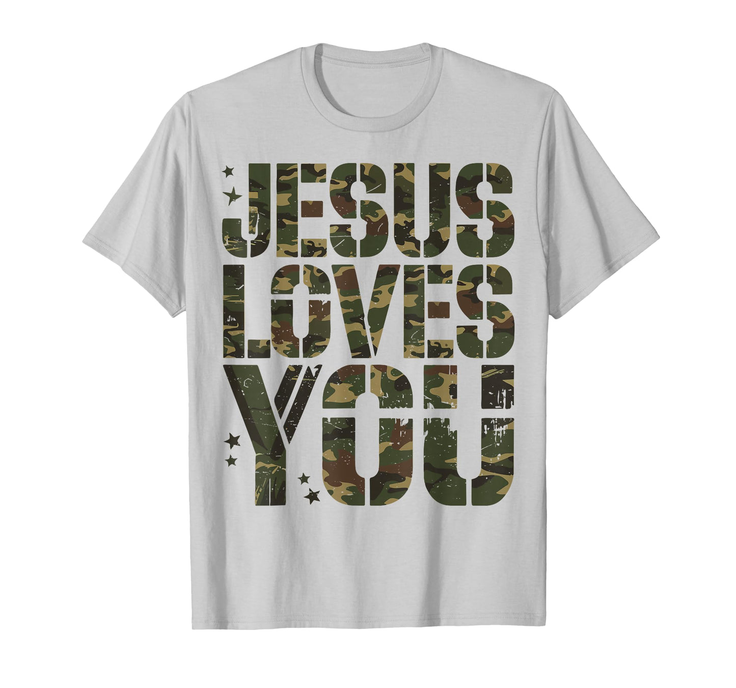 Camo Jesus Loves You Camouflage Christian Saying Religious T-Shirt