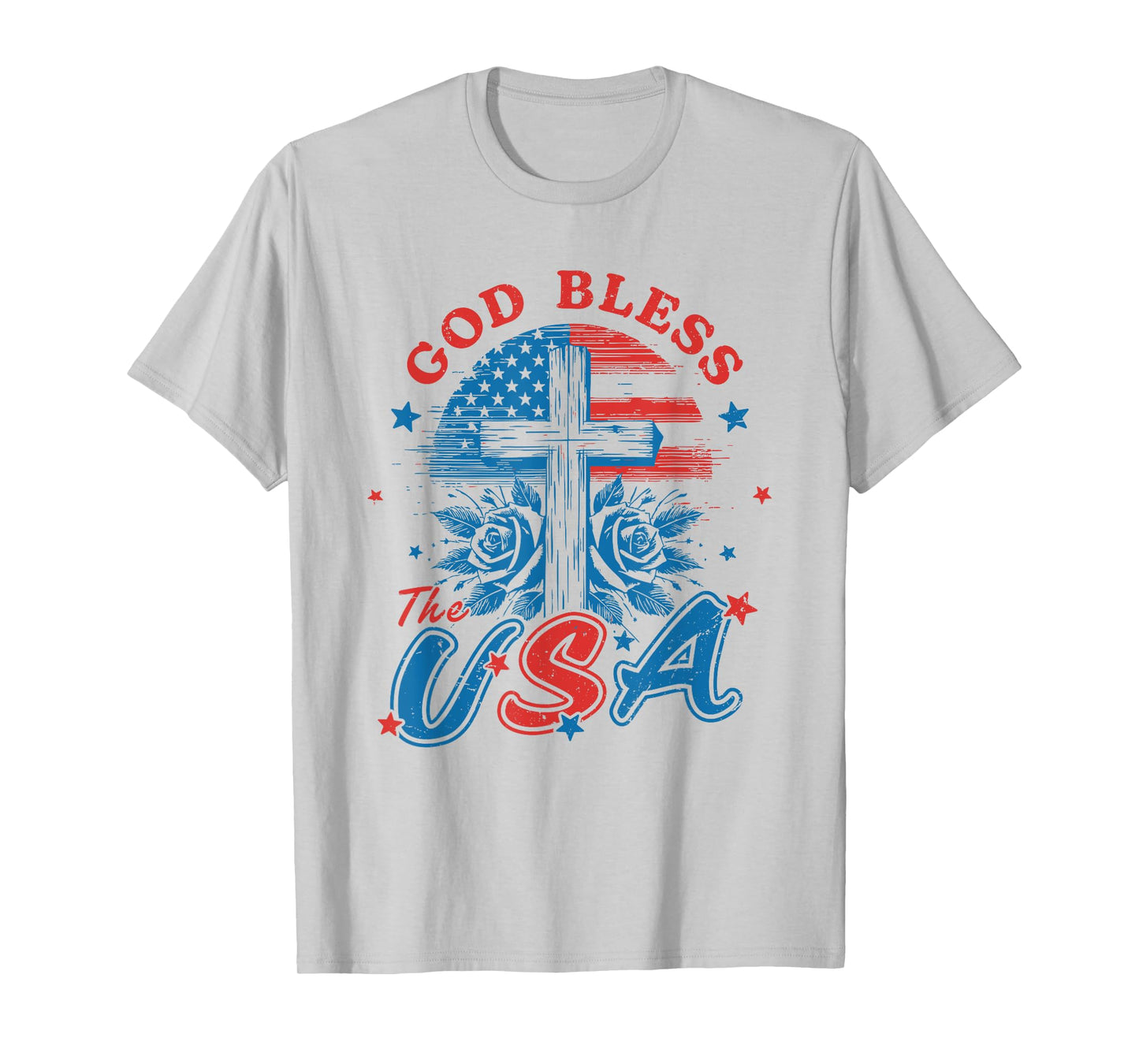 God Bless The USA - Patriotic USA Flag Christian 4th of July T-Shirt