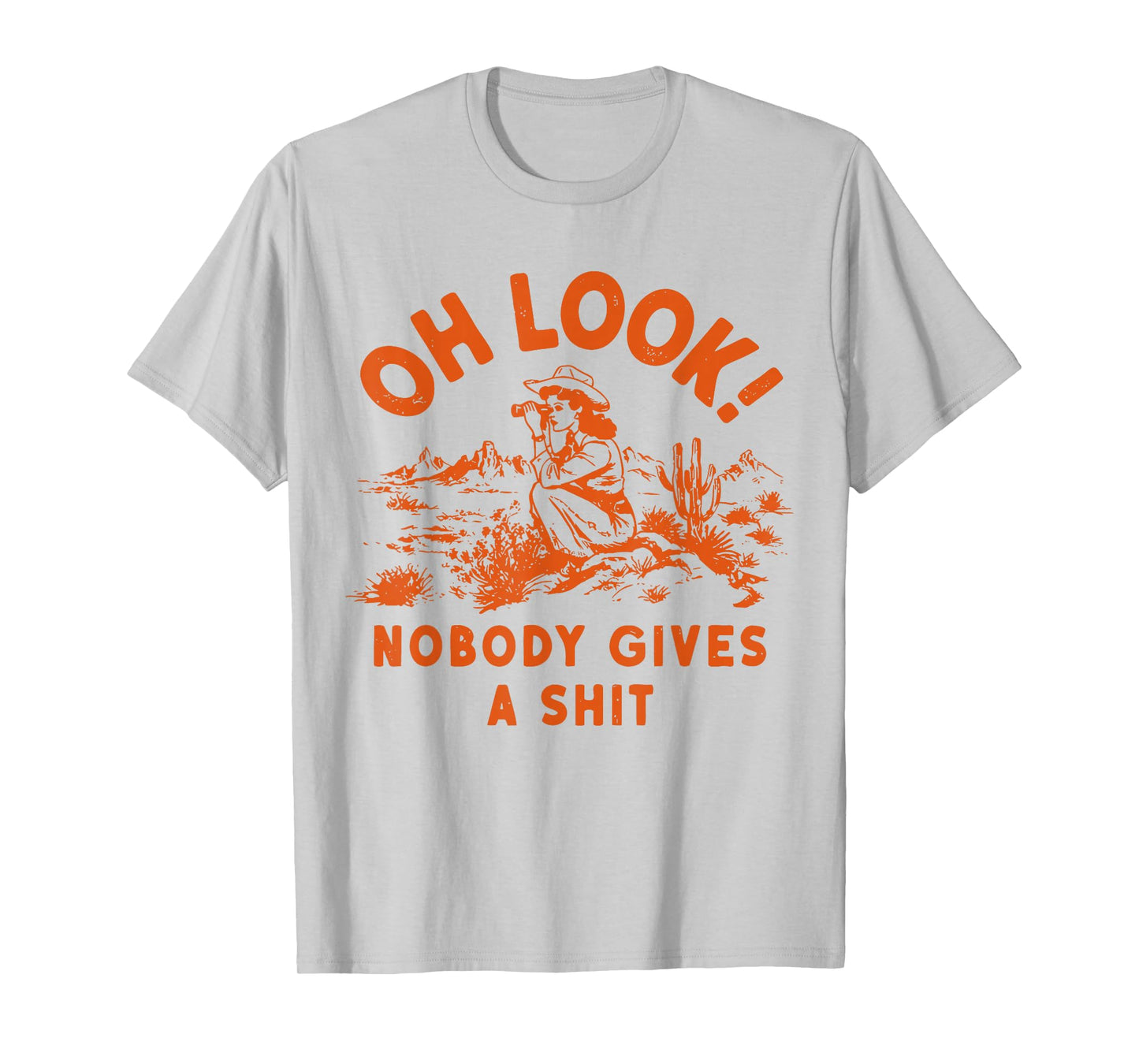 Oh Look Nobody Gives A Shit Funny Vintage Girls Western T-Shirt