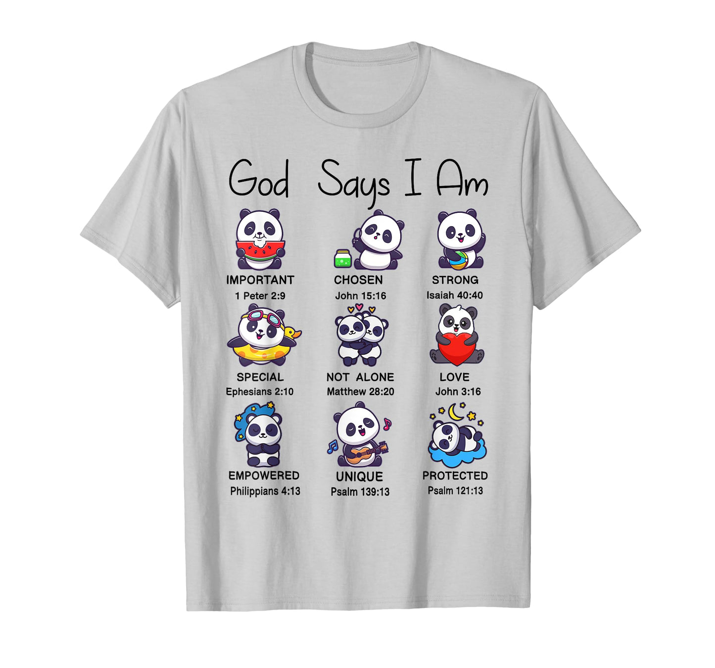 Toddler Boys Girl God Says Am Cute Panda Kid Christian Bible T-Shirt
