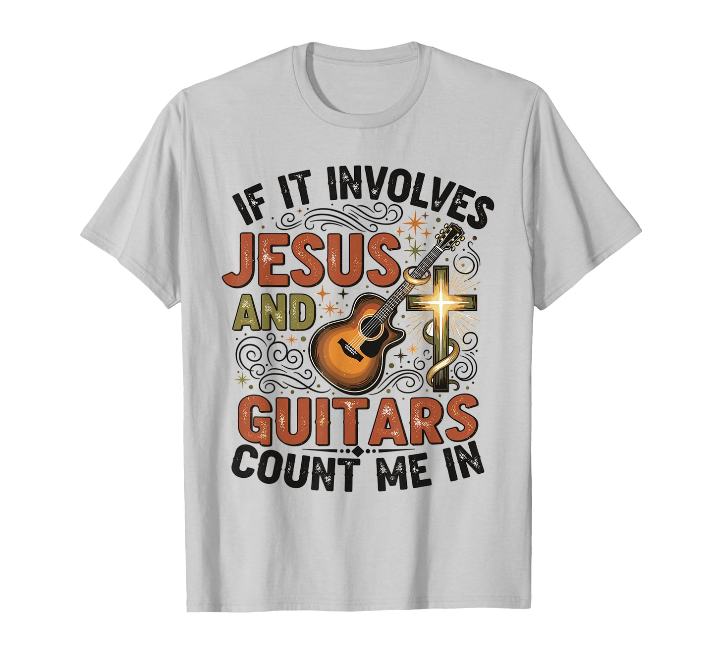 If It Involves Jesus and Guitars Retro Christian Music Lover T-Shirt
