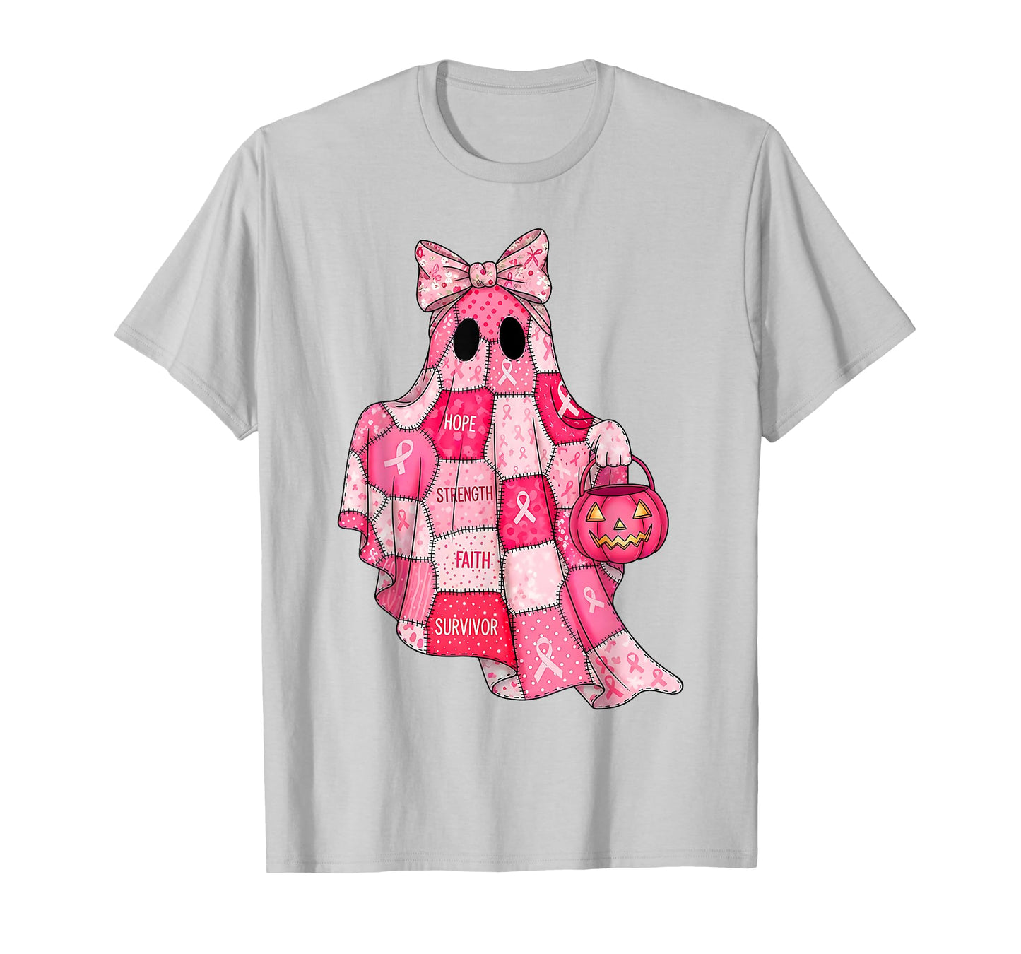 Breast Cancer Hope Strength Faith Survivor Ghost Wear Pink T-Shirt