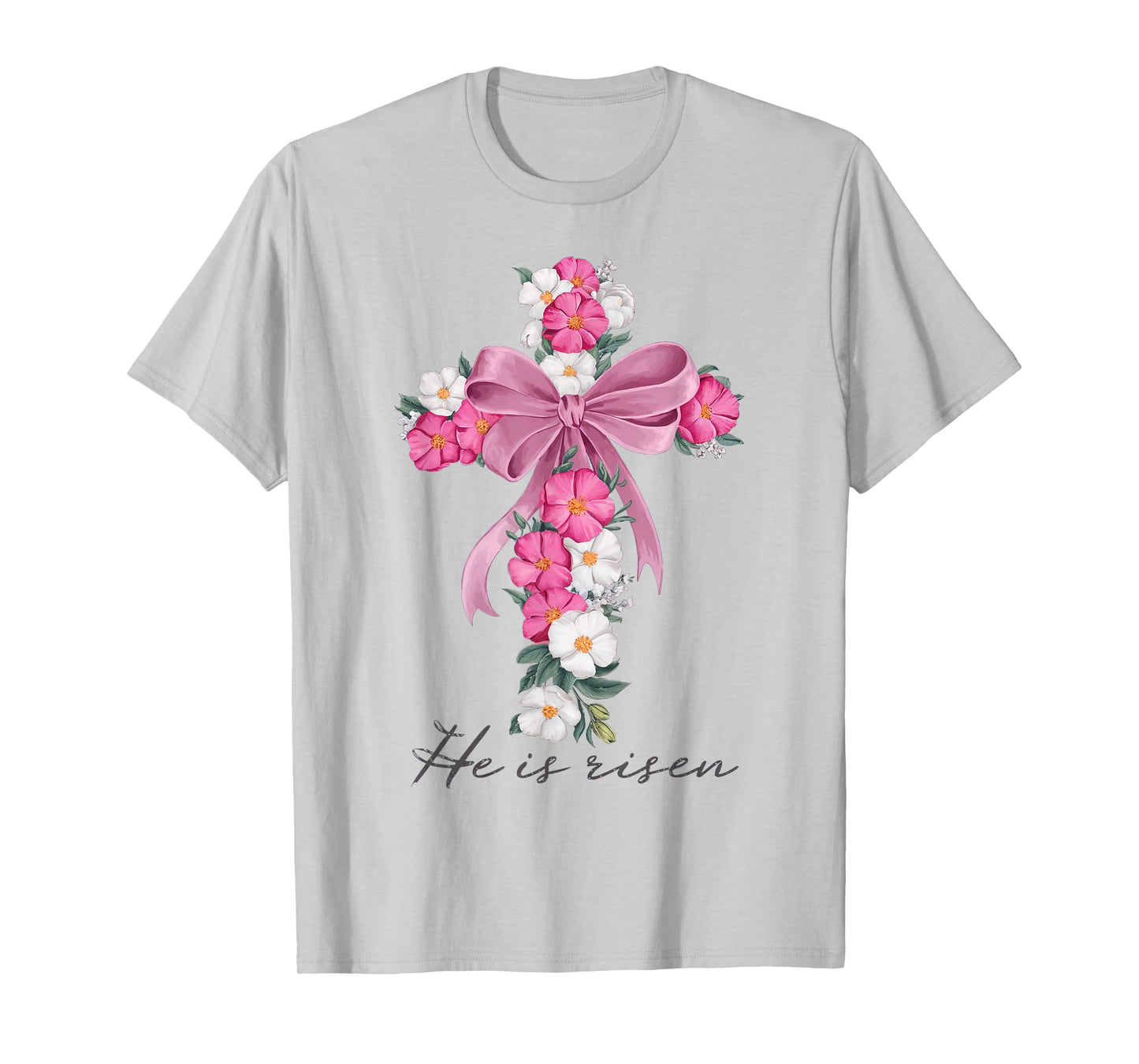 He Is Risen Easter Bow Trendy Cute Coquette Jesus Christ T-Shirt