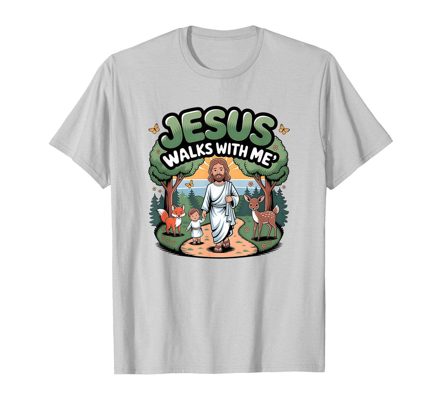 Jesus Walks with Me Christian Faithful T-Shirt