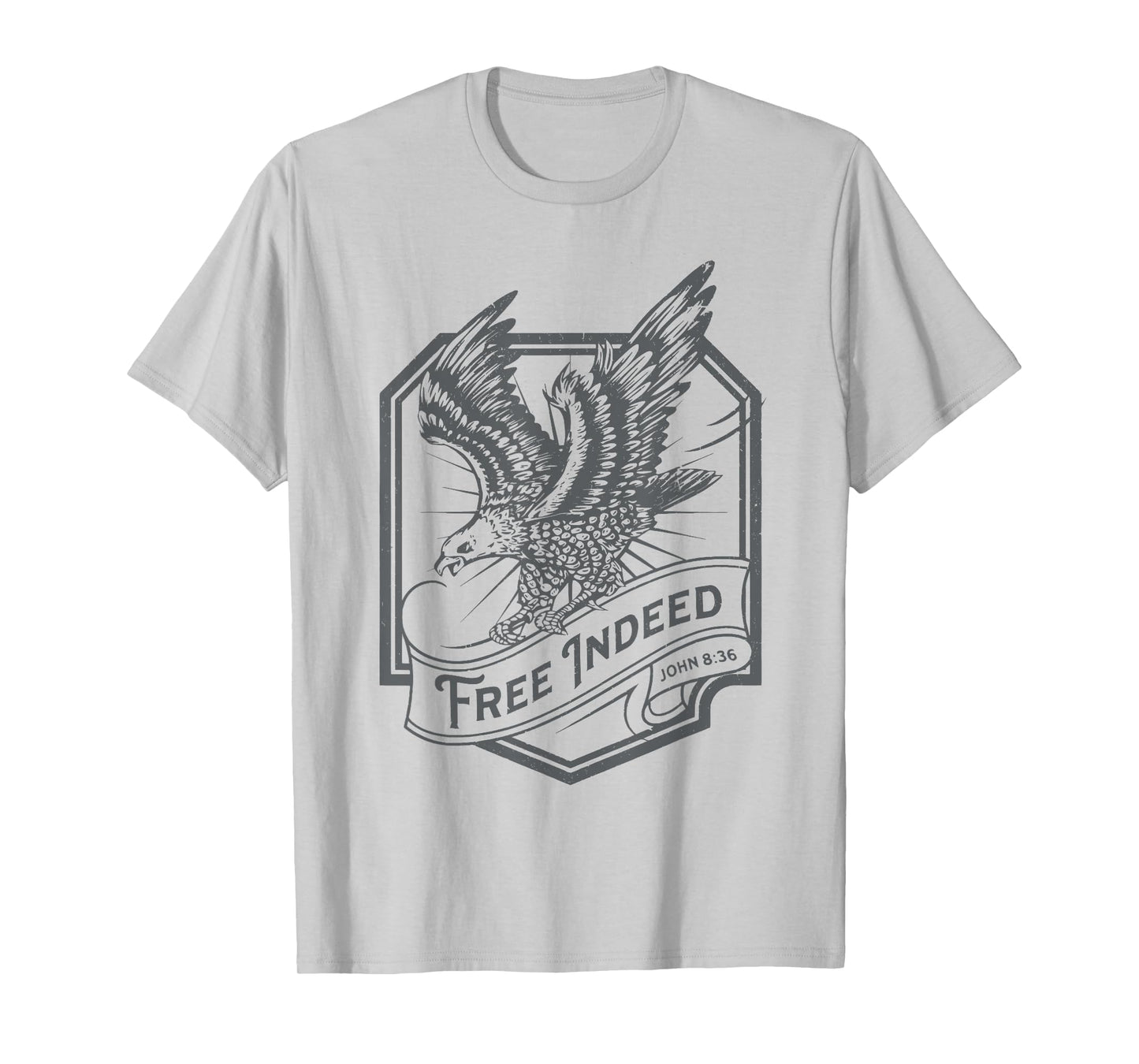Retro Free Indeed John 8:36 Christian Funny Eagle T-Shirt