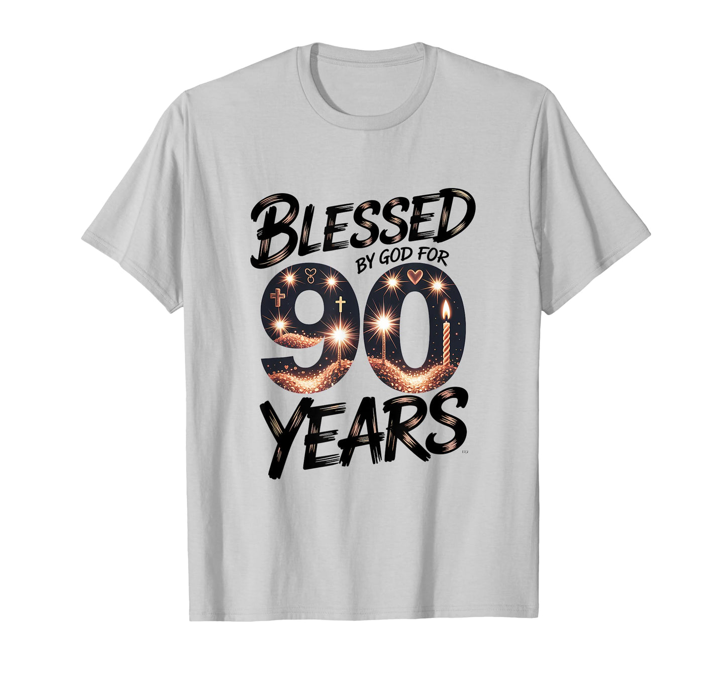Blessed by God for 90 Years Religious Themed 90th Birthday T-Shirt