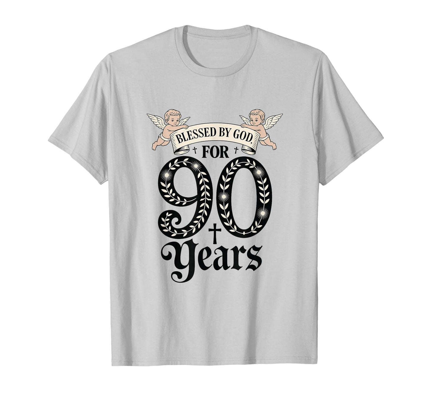 Blessed by God for 90 Years Religious Themed 90th Birthday T-Shirt
