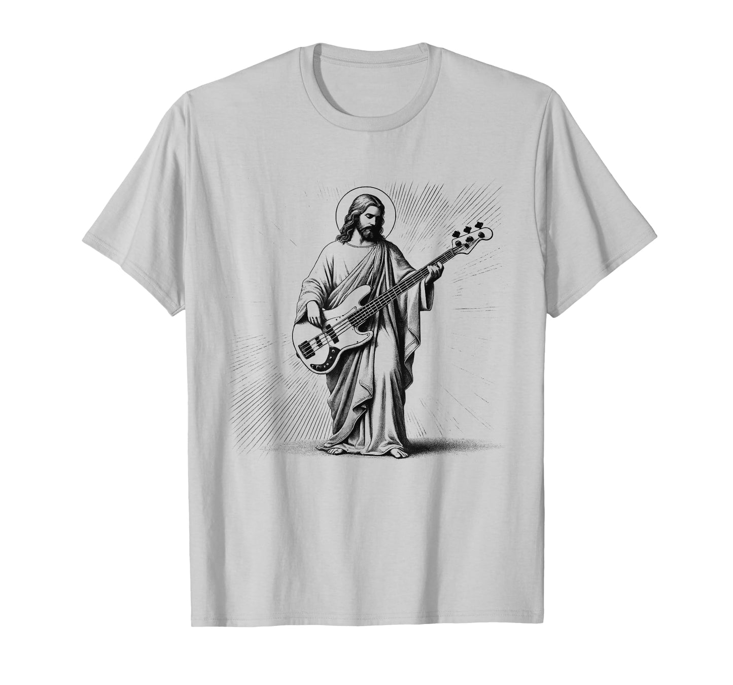 Jesus Playing Bass Guitar Guitarist Christian Vintage Rock T-Shirt