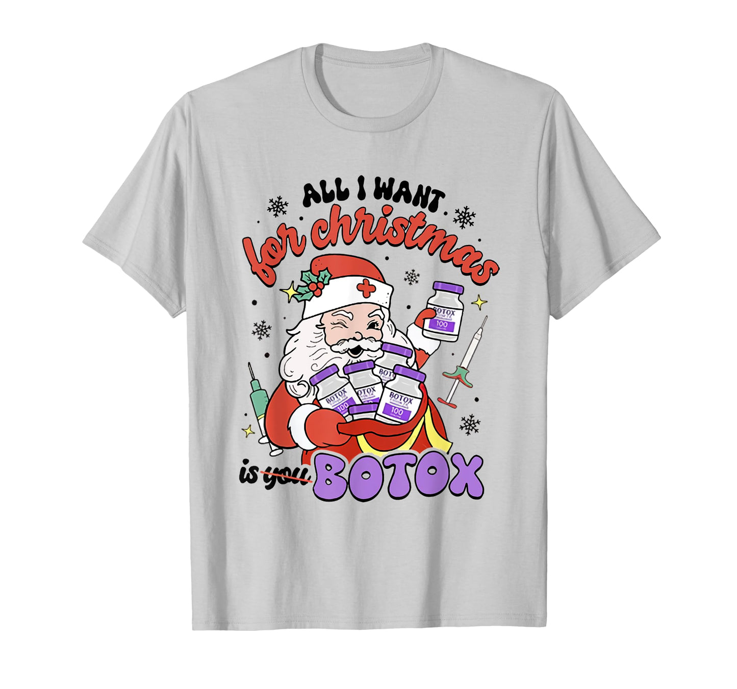 Women Santa Botox Nurse Injector Christmas Aesthetic Nurse T-Shirt