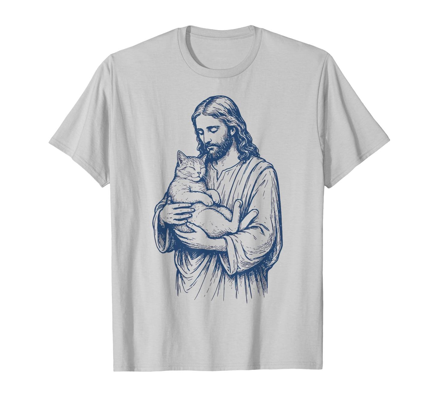 Jesus Holding Cat Men Women T-Shirt