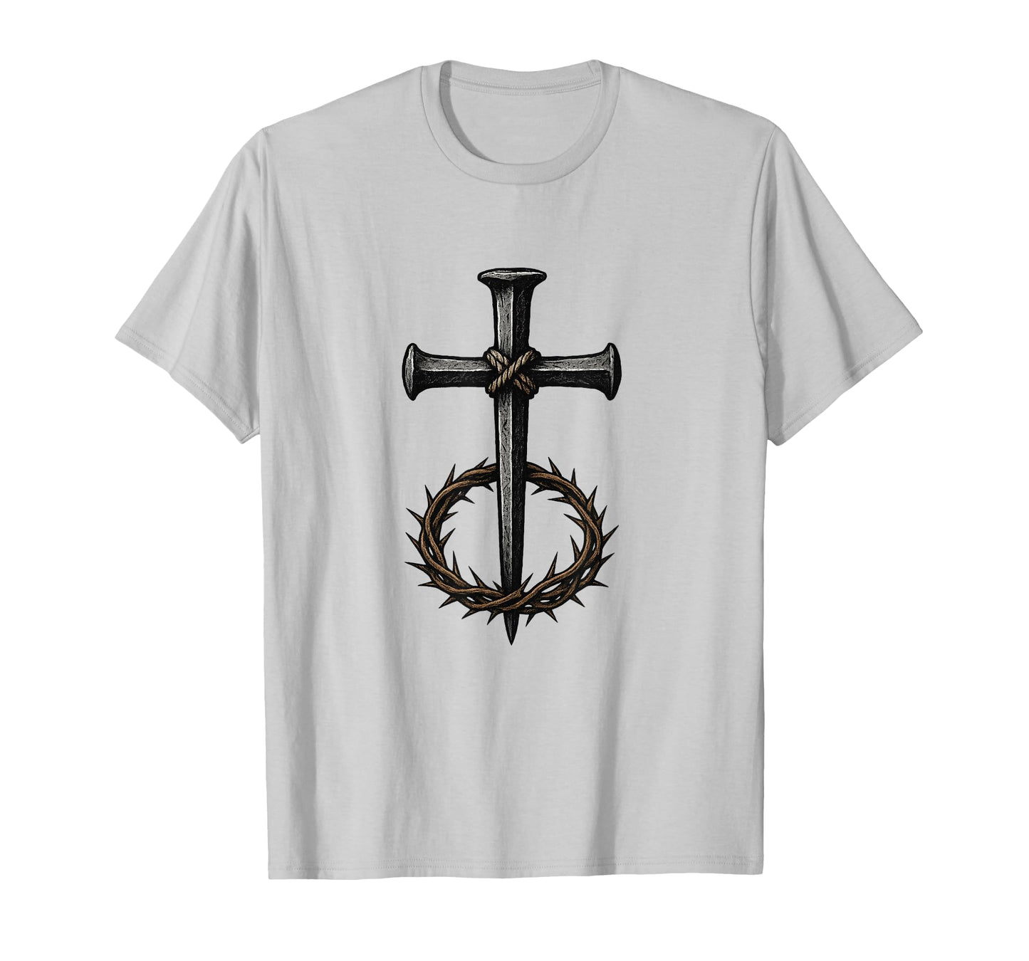 Cross of Nails and Crown Thorns - Bold Christian T-Shirt