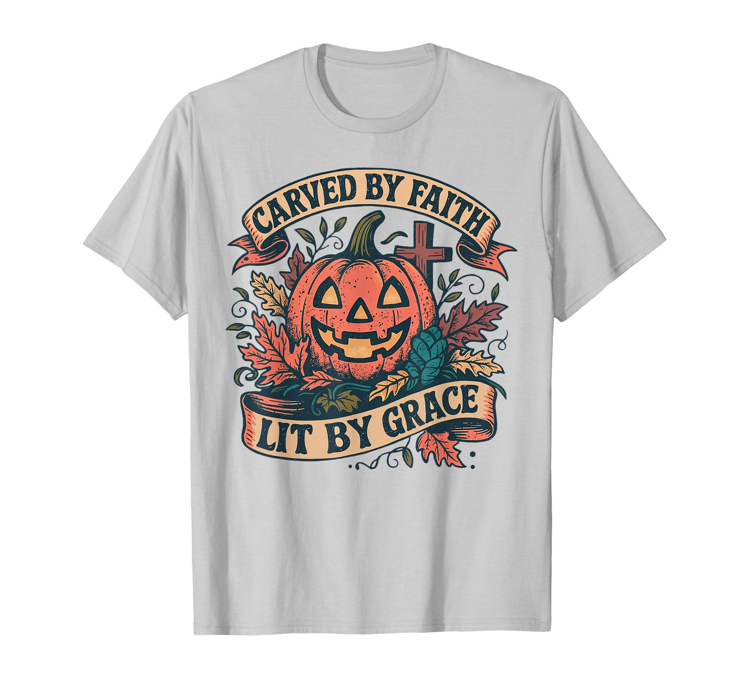 Carved by Faith Lit by Grace Religious Christian Halloween T-Shirt