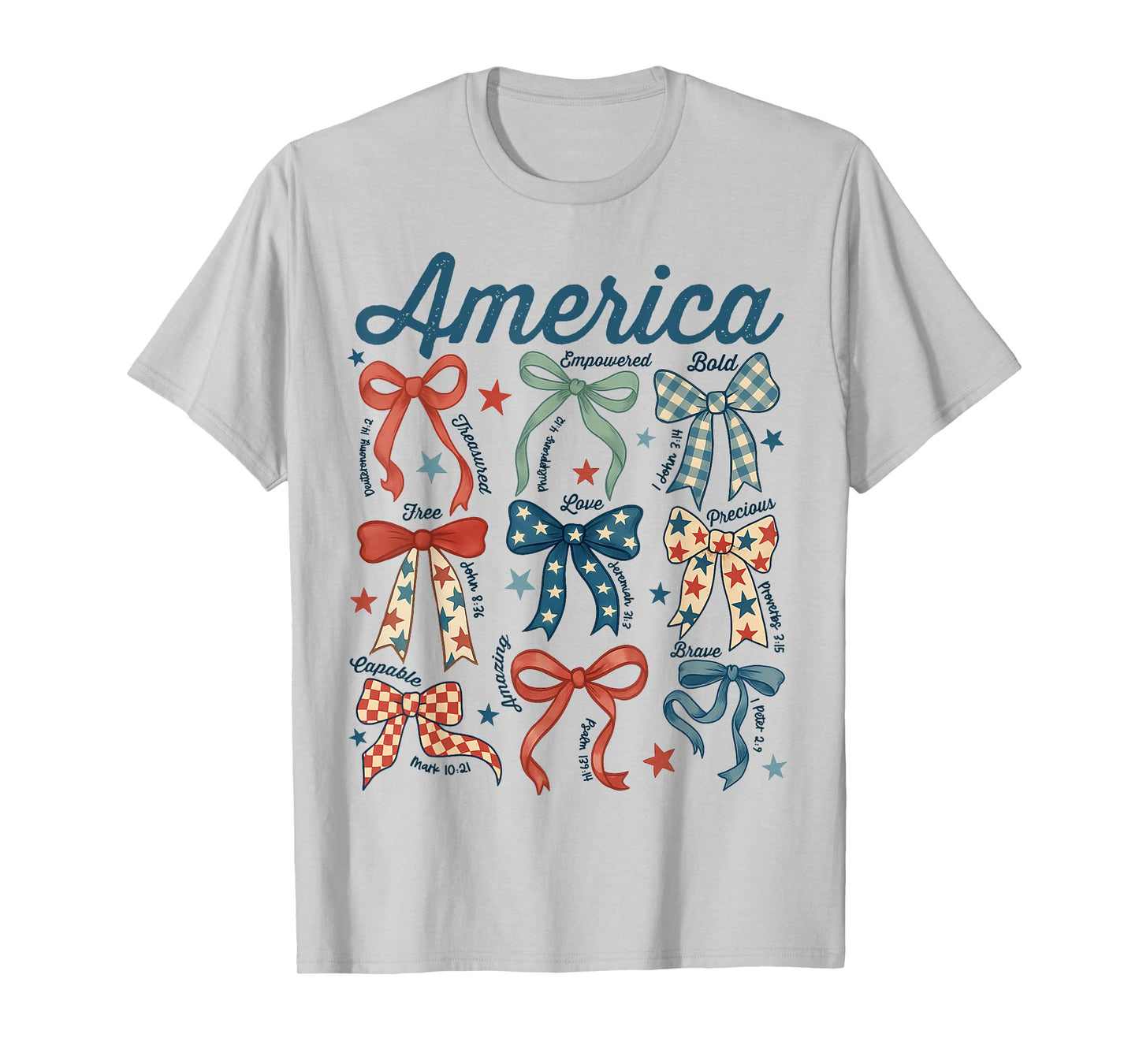 Coquette Bow 4th Of July Christian Jesus Independence Day T-Shirt