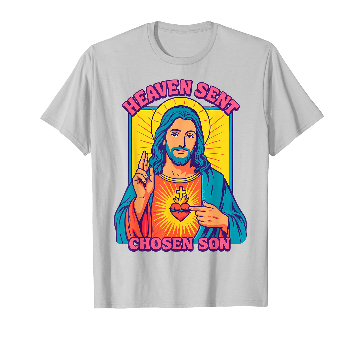 Anime Manga Jesus Sacred Heart Christian Pop Art Yellow T-Shirt