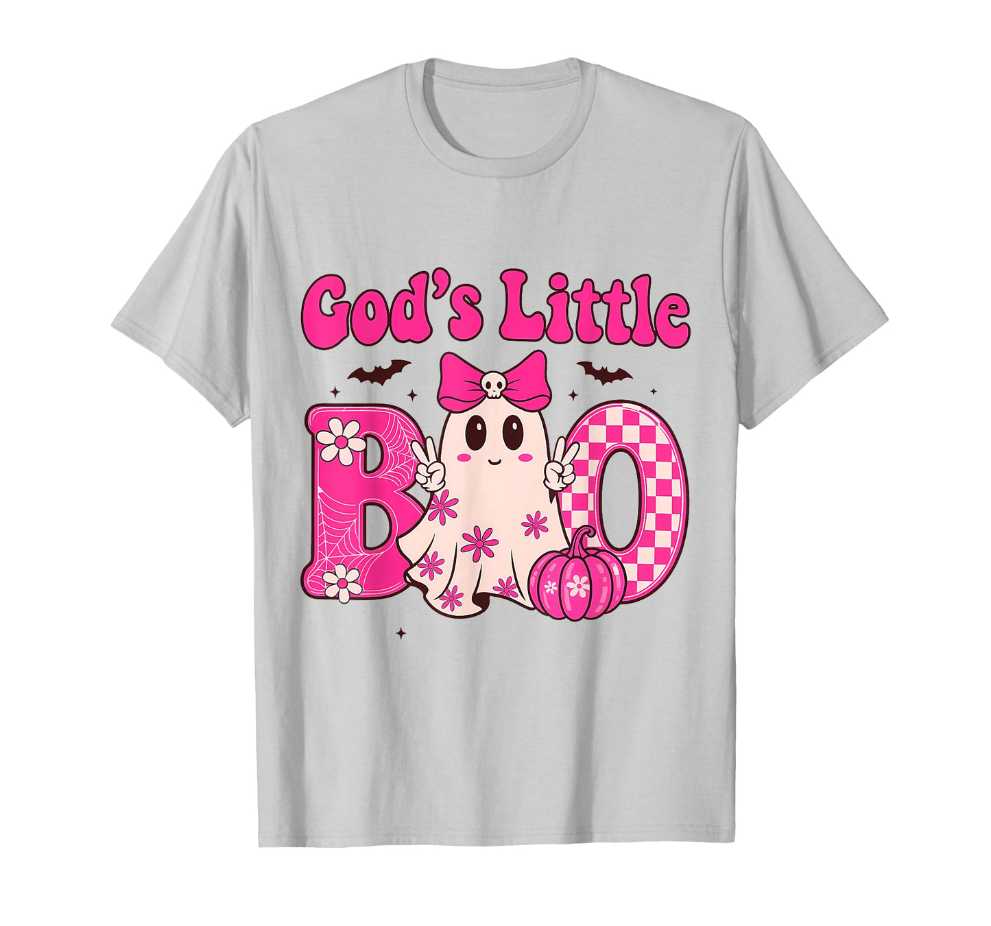 Gods Little Boo Halloween Toddler Girl Kid Ghost Bow Pumpkin T-Shirt