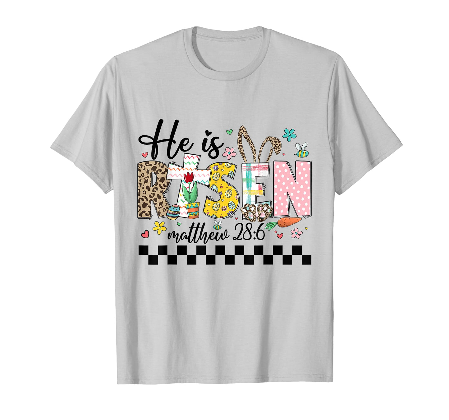 He Is Risen Christian Easter Rabbit Happy Easter Women Girls T-Shirt