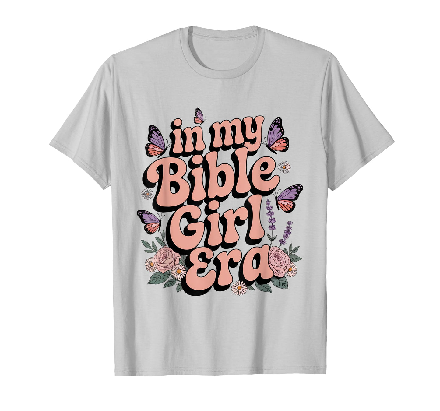 Bible Girl Era Retro Faith Butterfly Floral Aesthetic T-Shirt