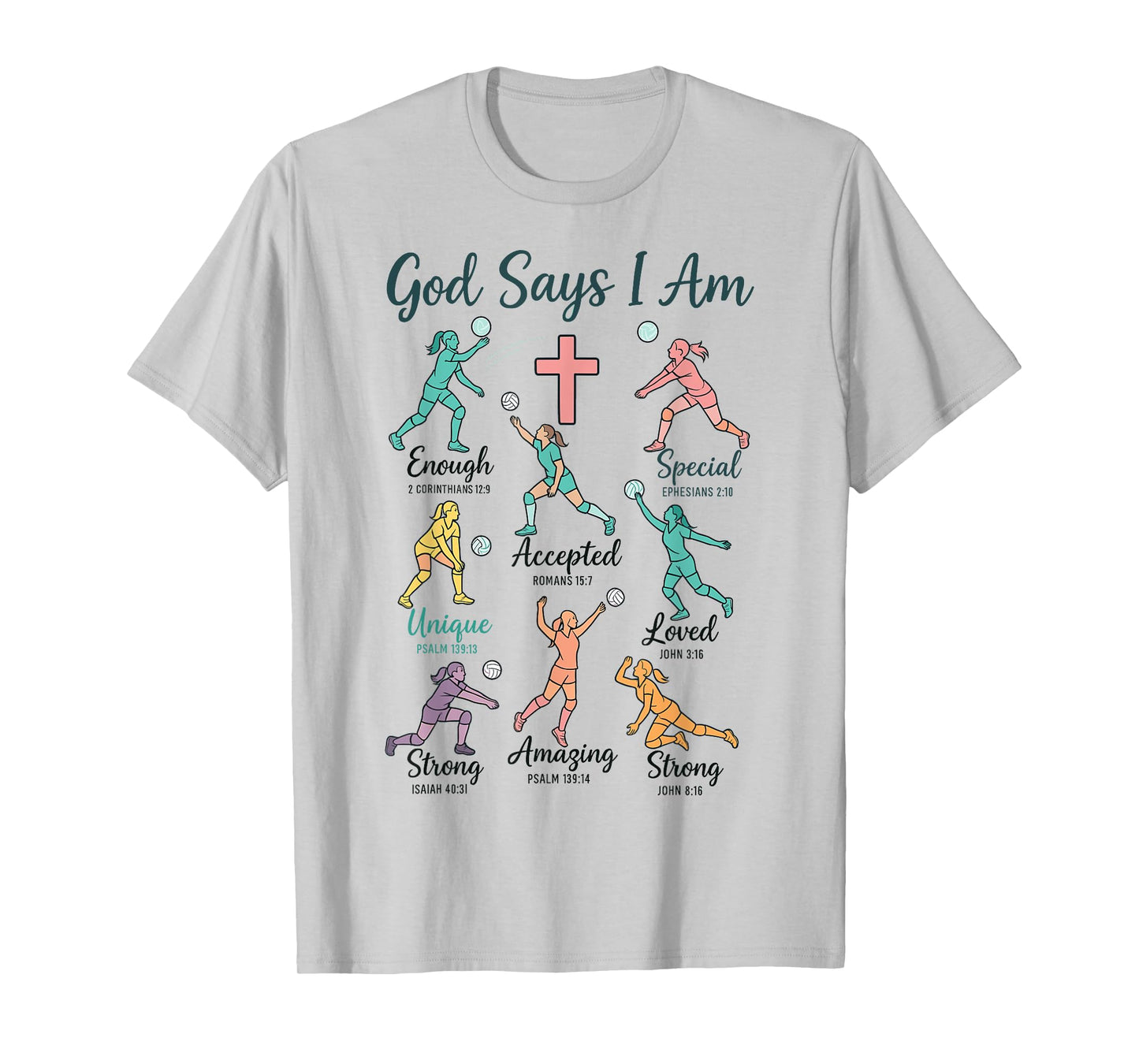 God Says I Am Volleyball t Shirt Teen Girls Christian Christ T-Shirt