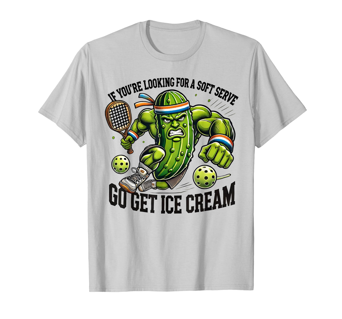 Funny Pickleball Lover Pun With a Pickle Playing Pickle Ball T-Shirt