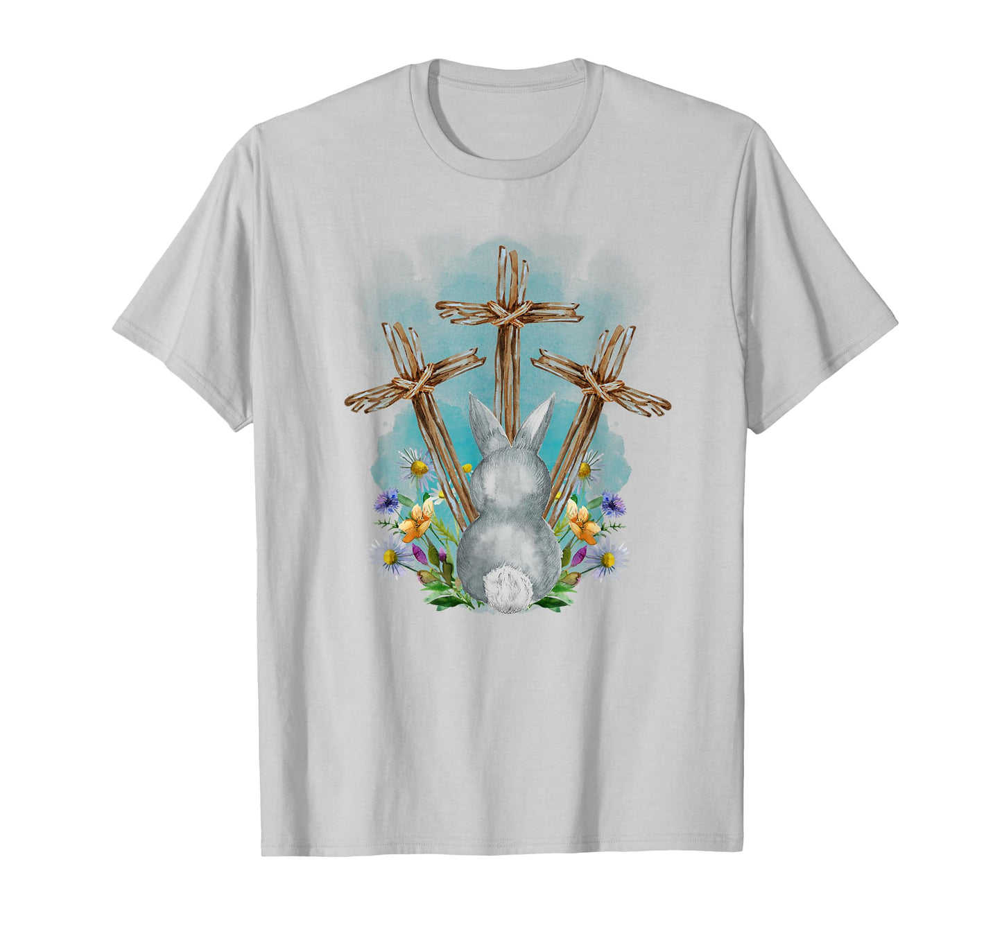 Easter Bunny with Trio Crosses Inspirational Christian Faith T-Shirt