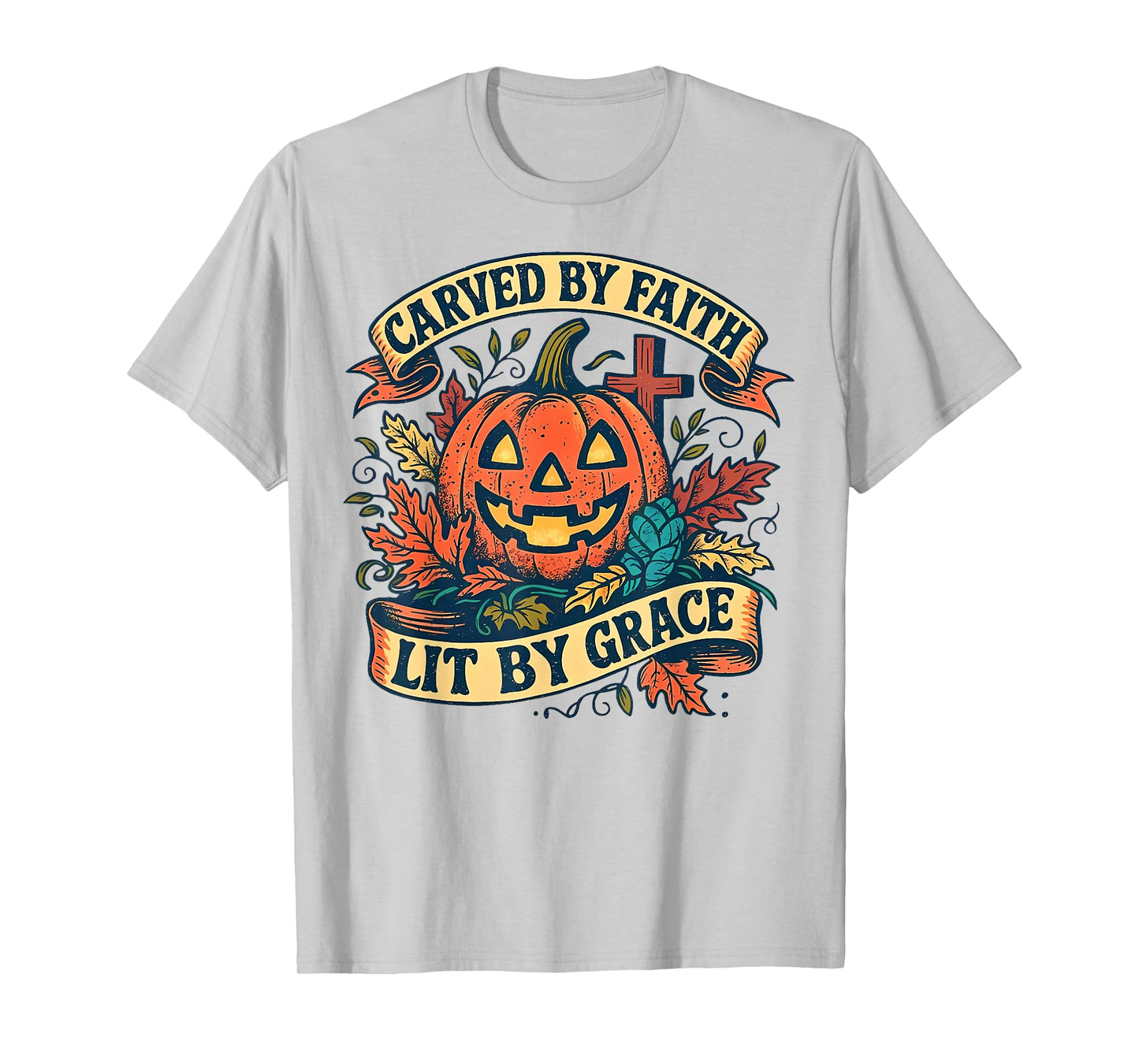 Carved by Faith Lit by Grace Religious Christian Halloween T-Shirt