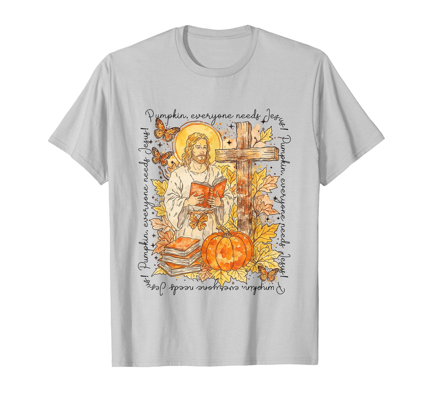 Pumpkin Everyone Needs Jesus Christian Fall Bible Religious T-Shirt