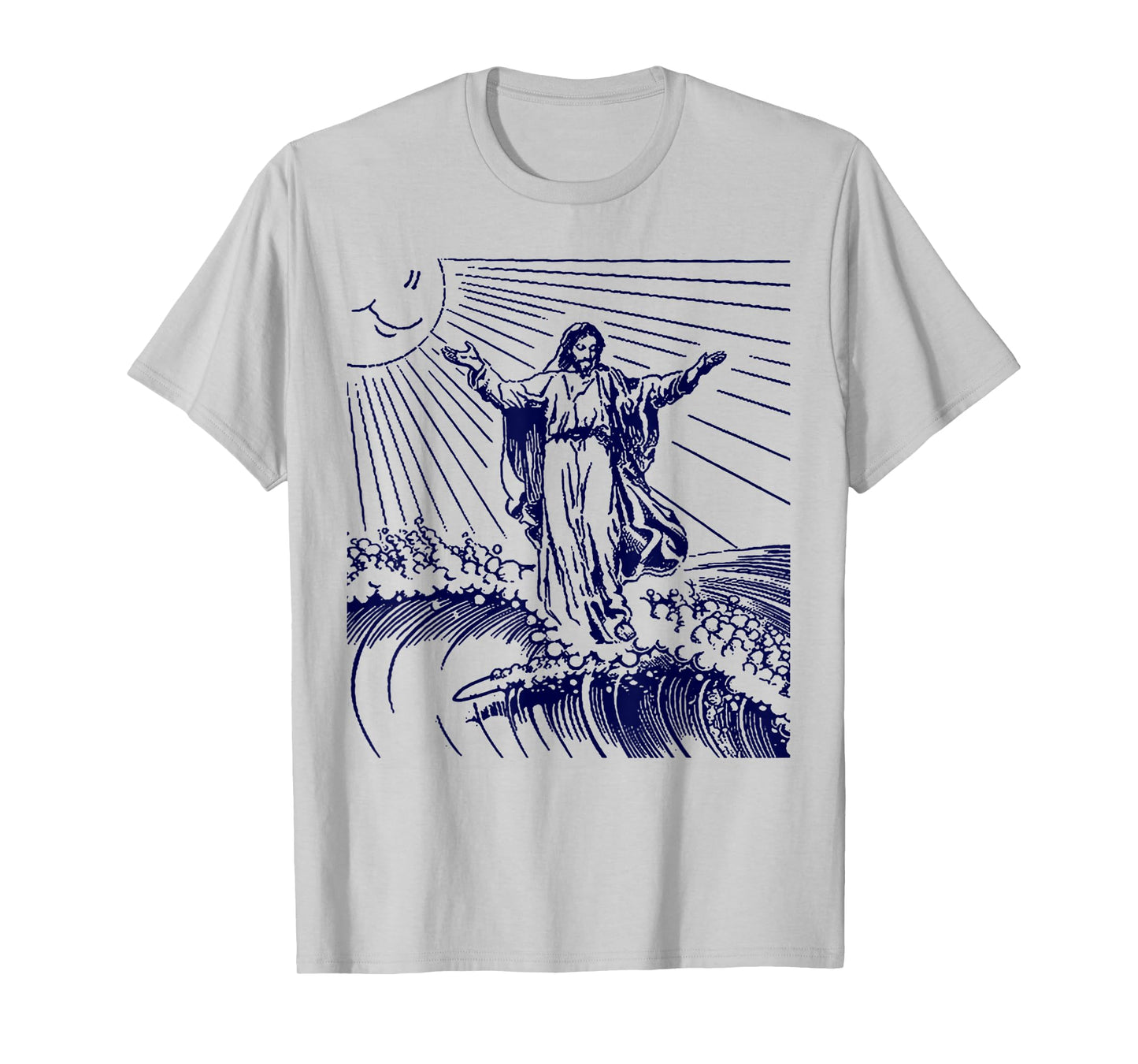 Funny Surfing Jesus On Top of Big Wave God Riding Surfboard T-Shirt