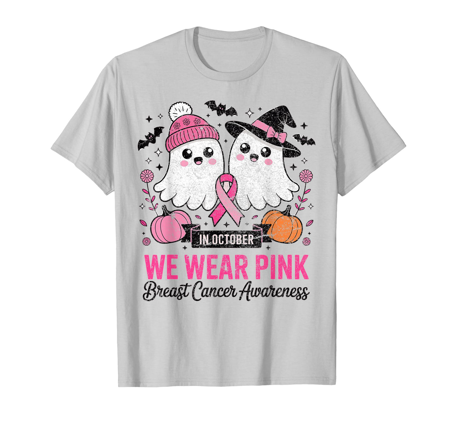 Breast Cancer Women Halloween in October We Wear Pink T-Shirt