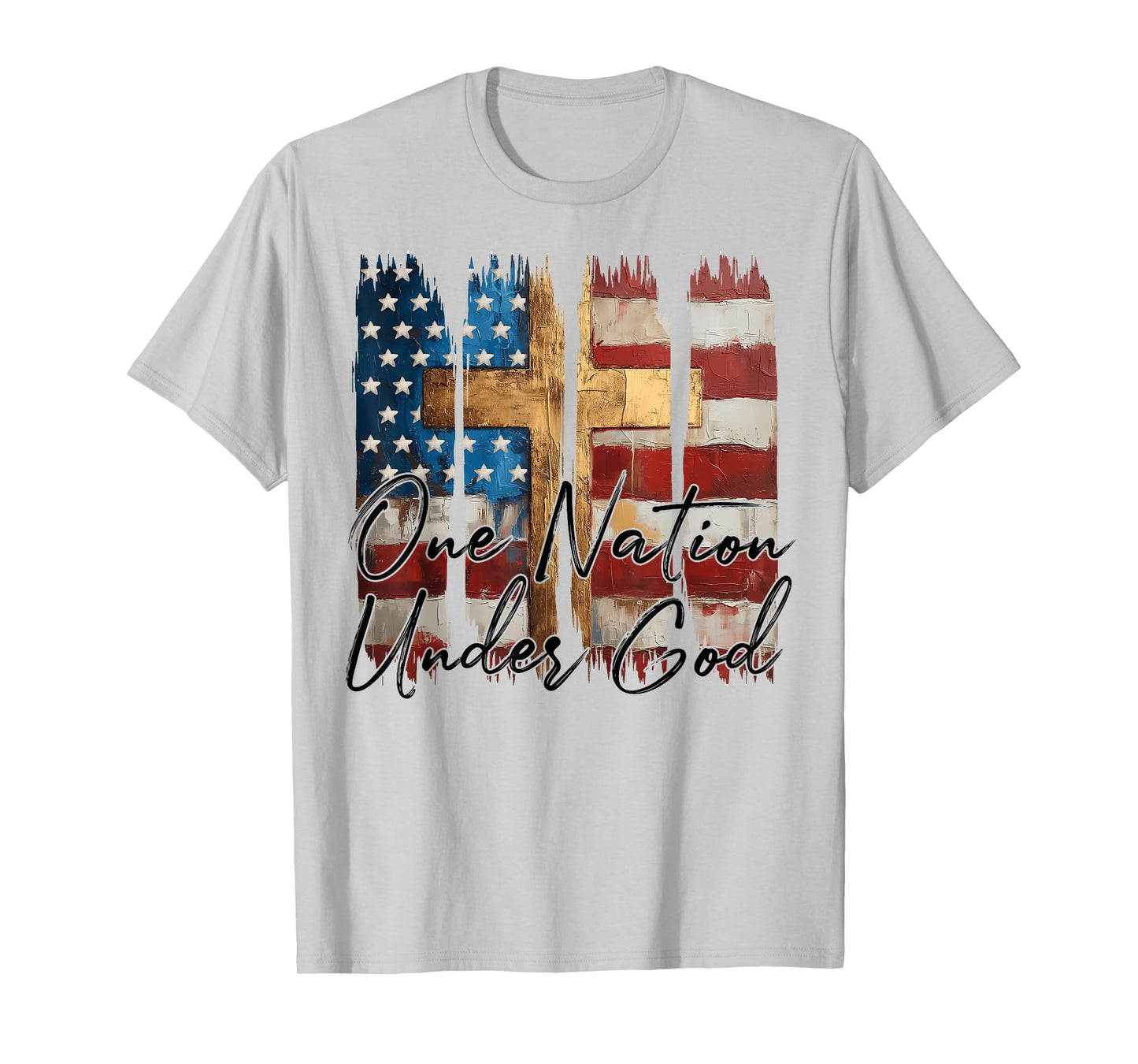 Vintage One Nation Under God Christian Flag Cross Patriotic T-Shirt