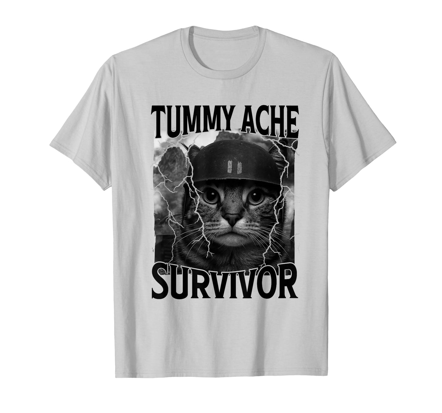 Funny Saying Cat Tummy Ache Survivor Meme Survived Today's T-Shirt