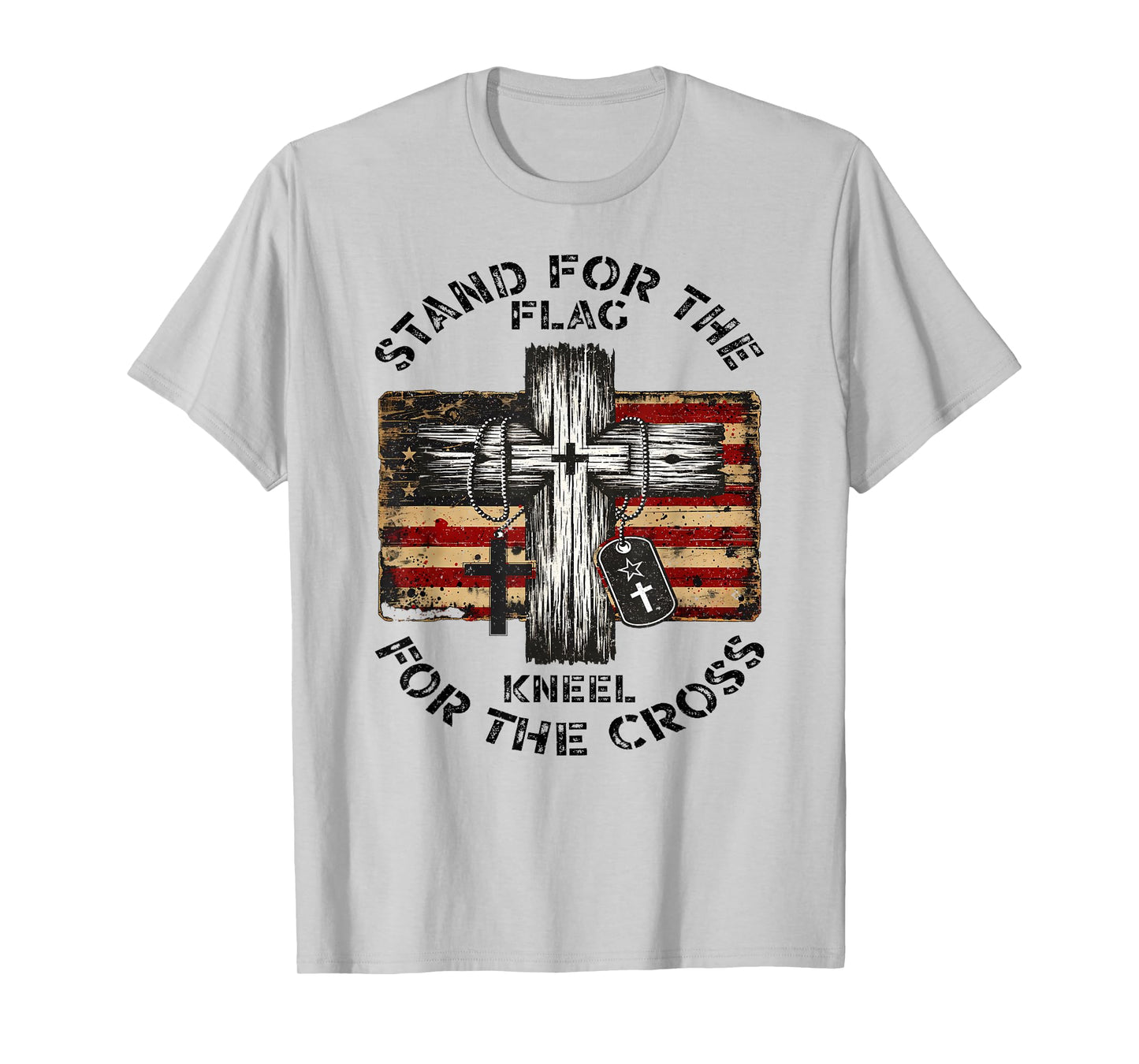 Stand for the Flag kneel for the cross USA Christian Flag T-Shirt