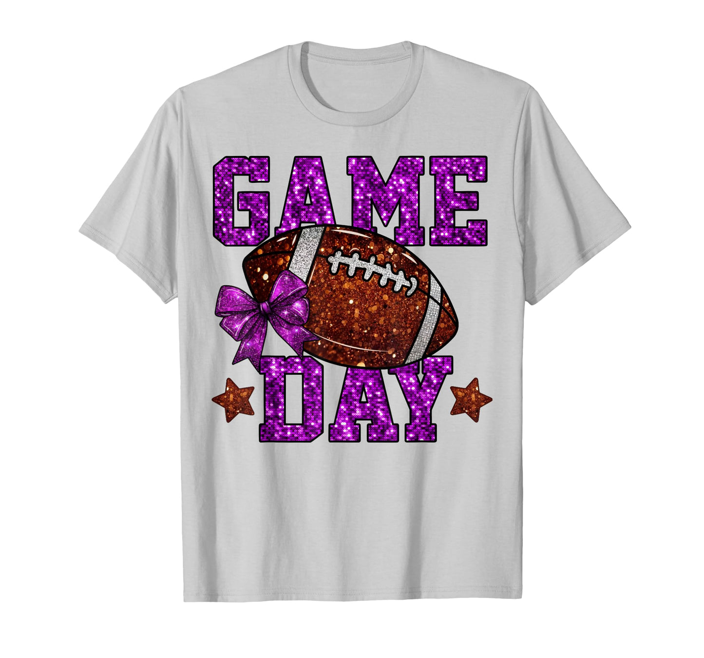 Game Day Football Season Football Mama Purple Bow Cheer Girl T-Shirt