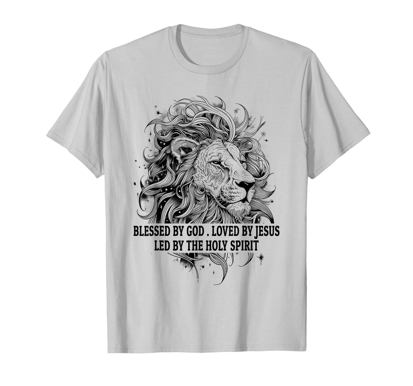 Blessed by God Loved by Jesus Religious Christian Lion Gift T-Shirt