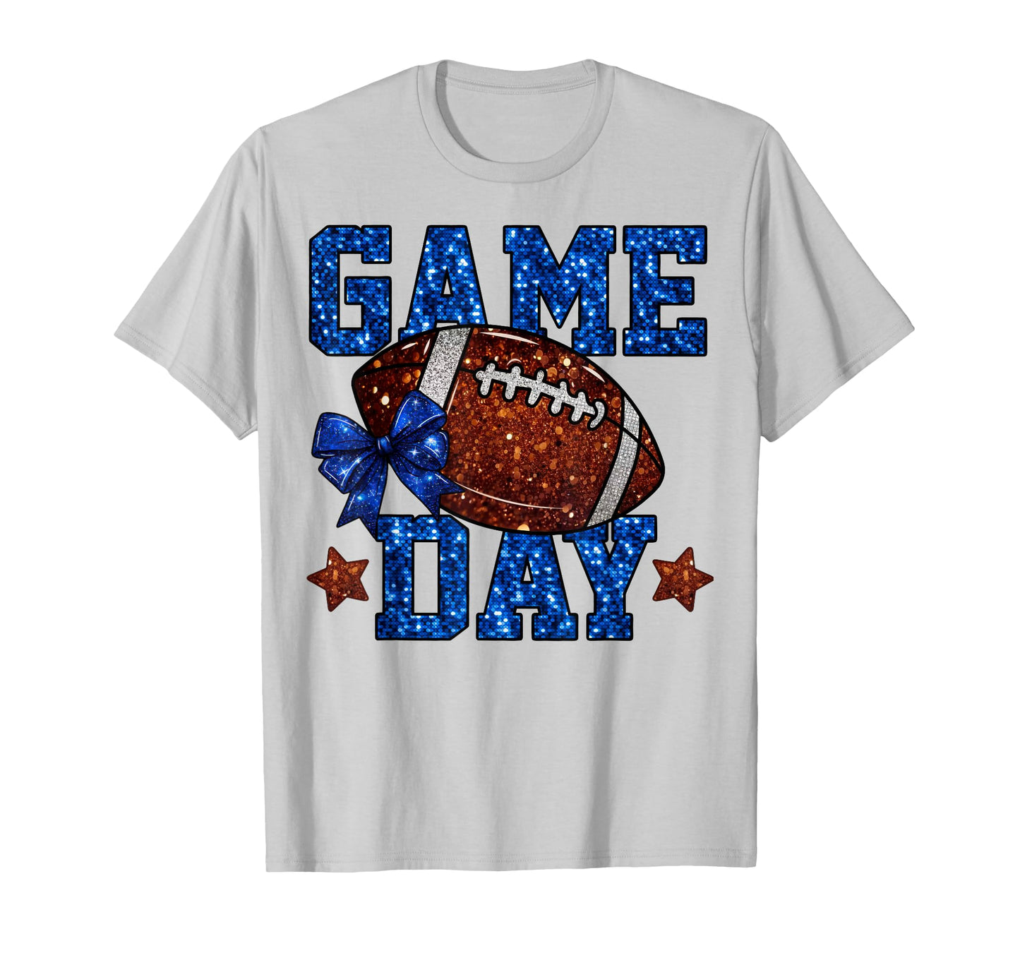 Game Day Football Season Football Mama Blue Bow Cheer Girls T-Shirt