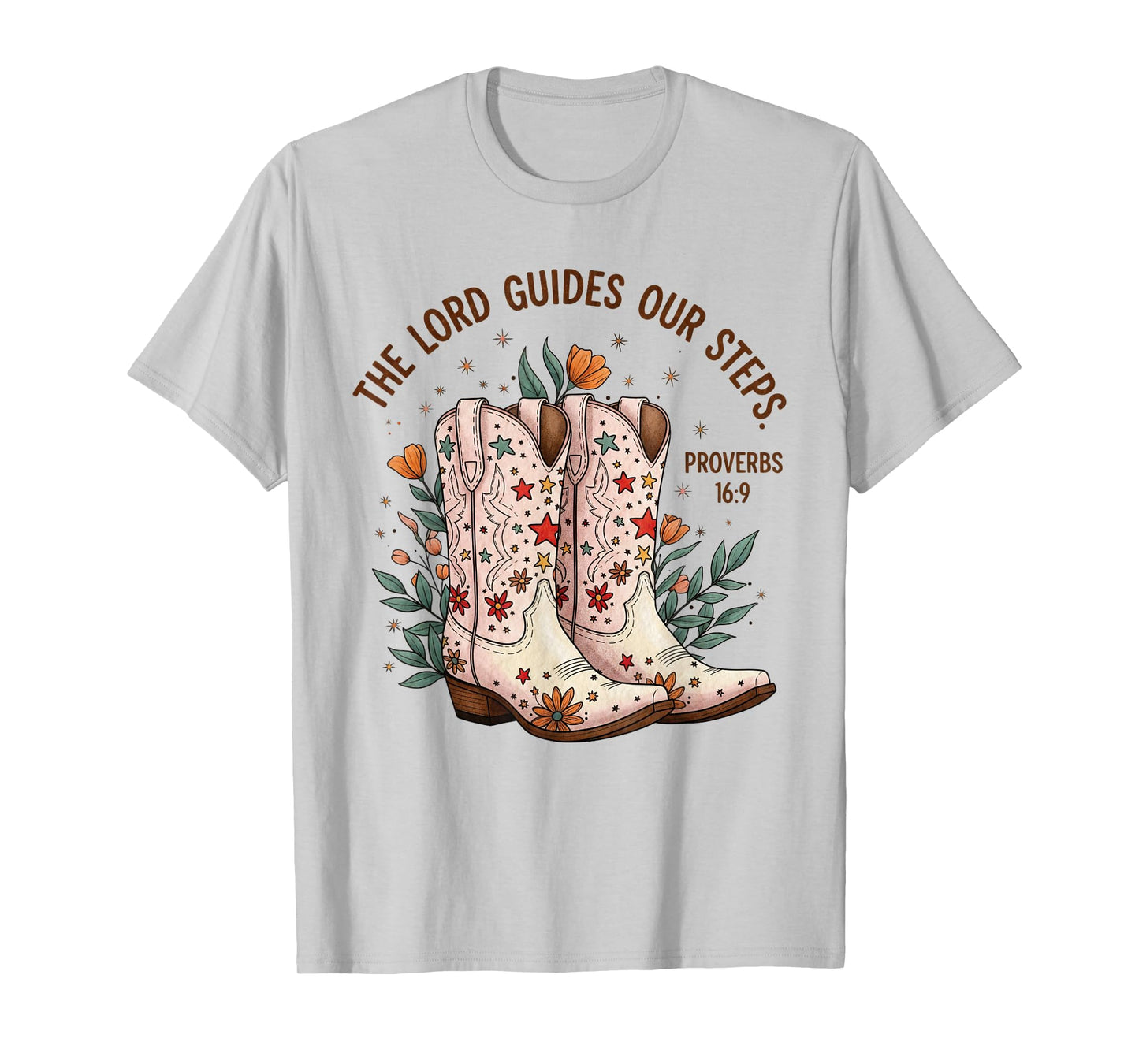Christian Cowgirl Boots Proverbs 16:9 Bible Verse Western T-Shirt