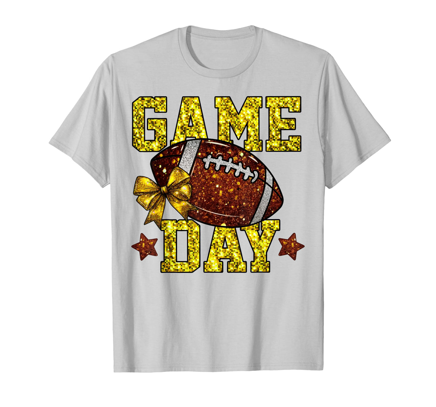 Game Day Football Season Football Mama Gold Bow Cheer Girls T-Shirt