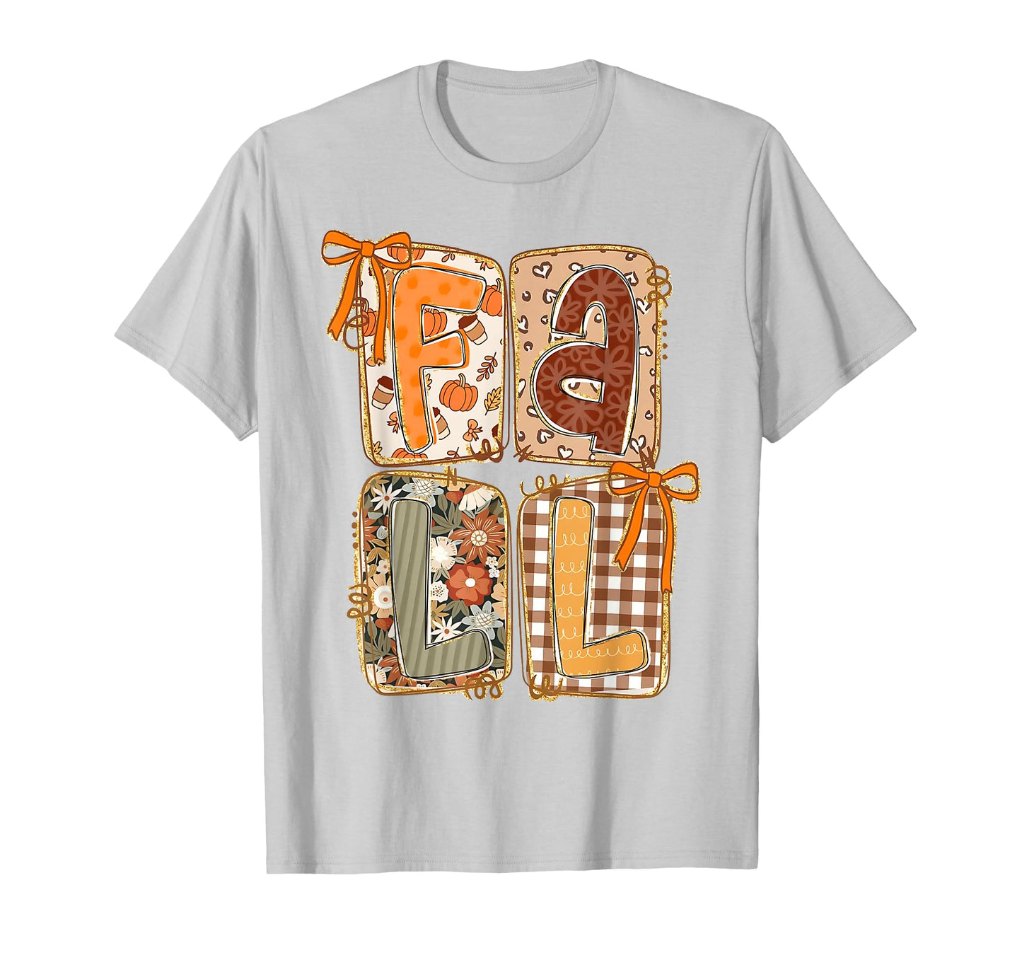 Preppy Floral Fall Coquette Bow Pumpkin Season Thanksgiving T-Shirt