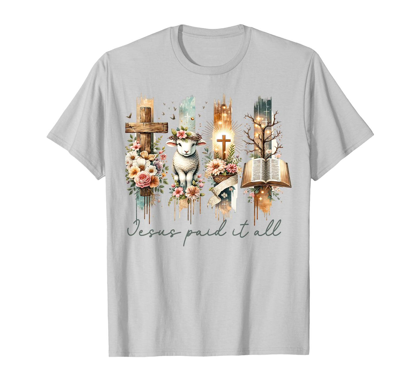 Vintage Religious Easter Jesus Paid It All Lamb Risen Cross T-Shirt