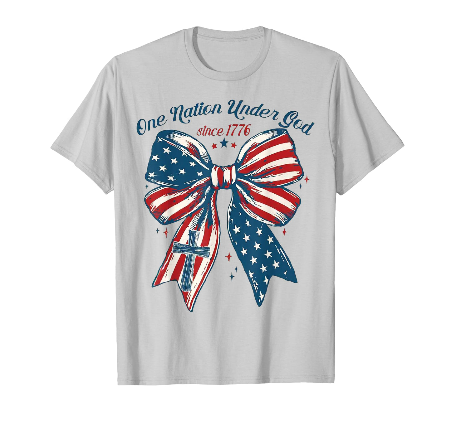 One Nation Under God Flag 4th Of July Patriotic Christian T-Shirt