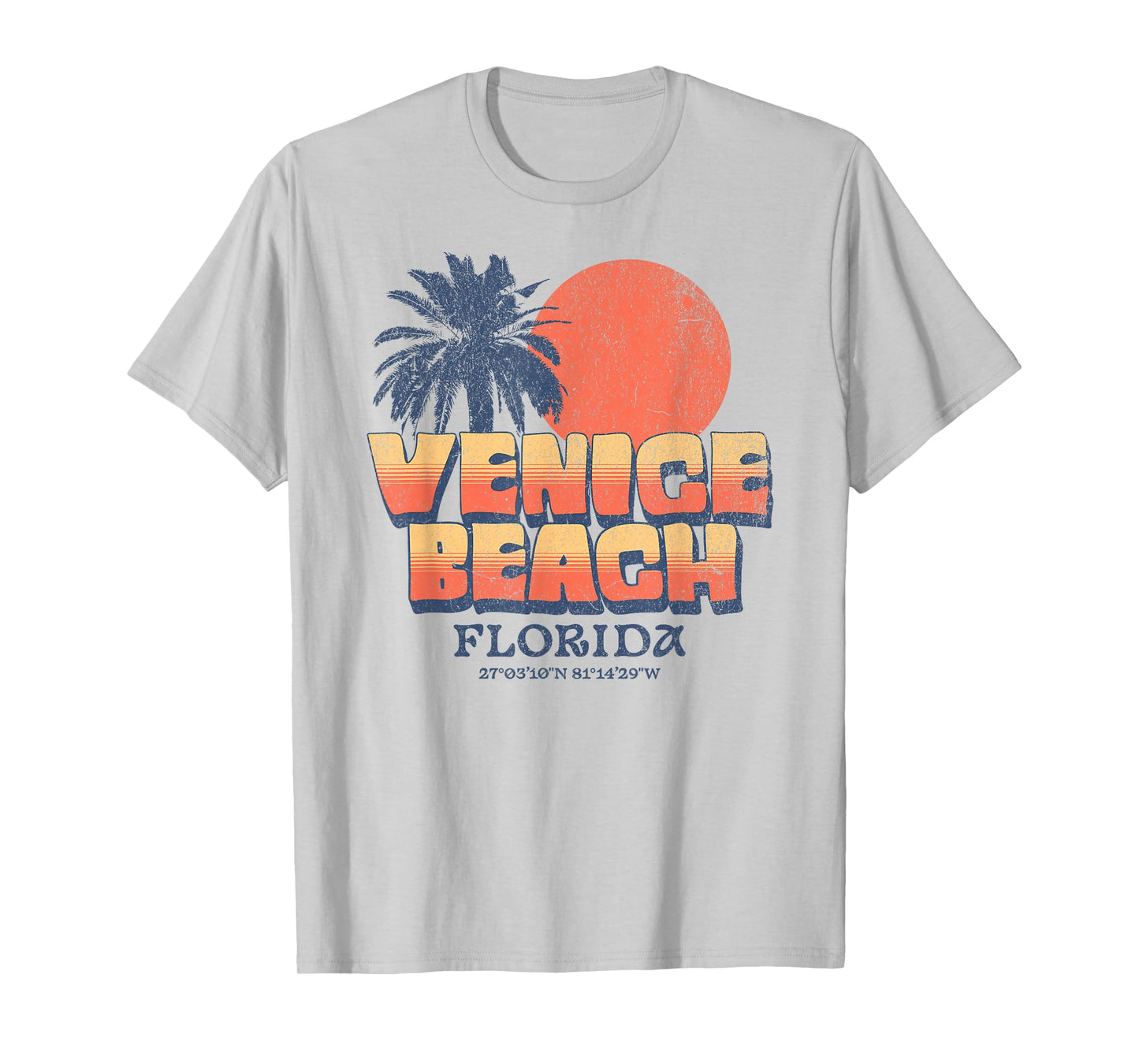 Venice Beach Florida Retro Sunset Palm Tree Vintage Vacation T-Shirt