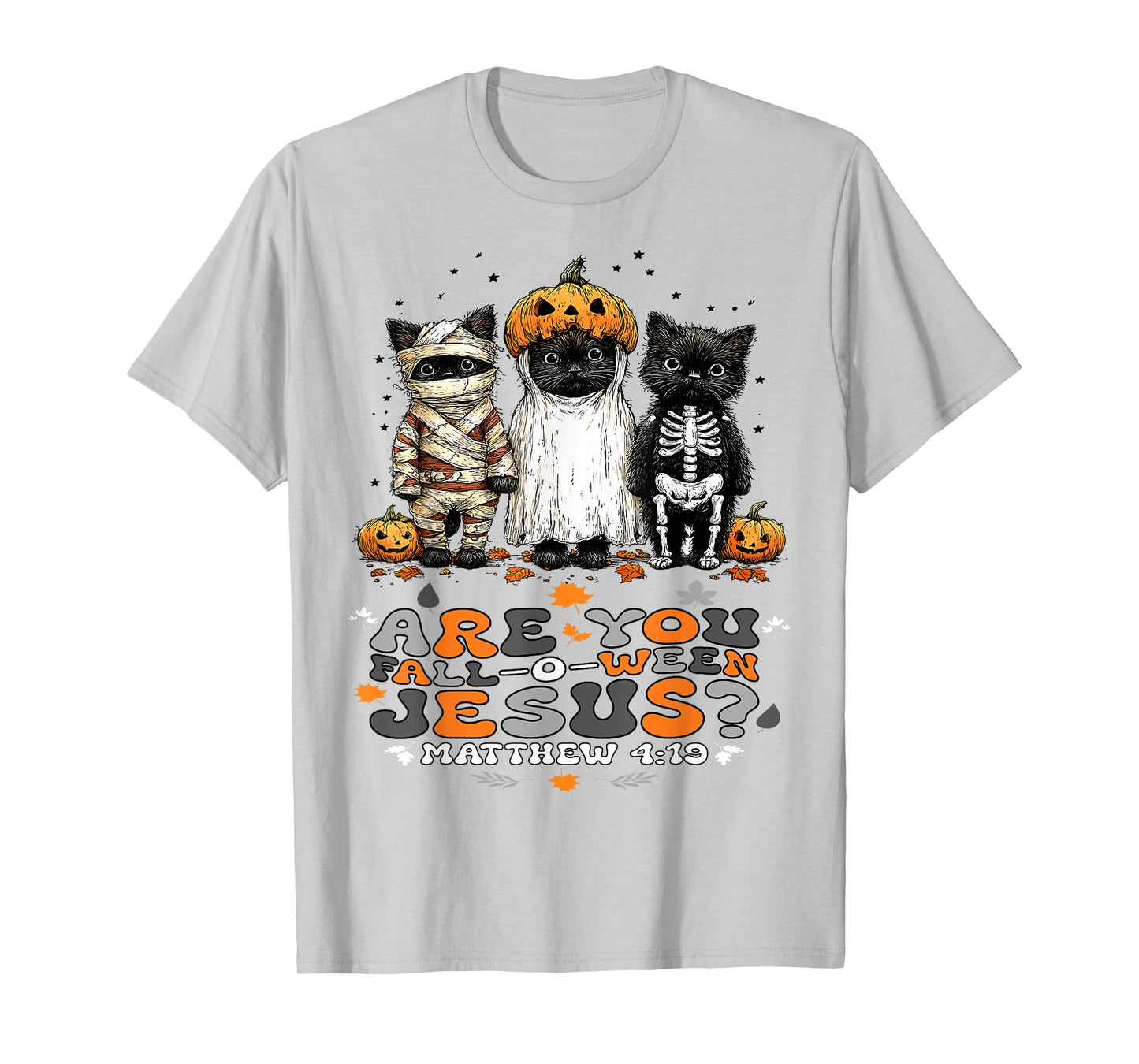Christian Halloween are You Falloween Jesus Cute Retro Cats T-Shirt