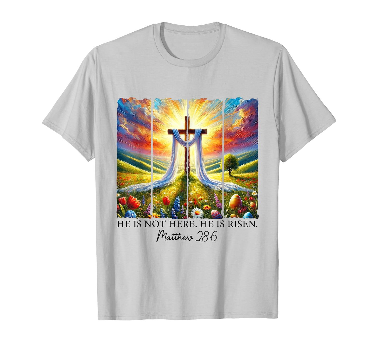 He Is Risen Cross Faith Resurrection Jesus Easter Christian T-Shirt
