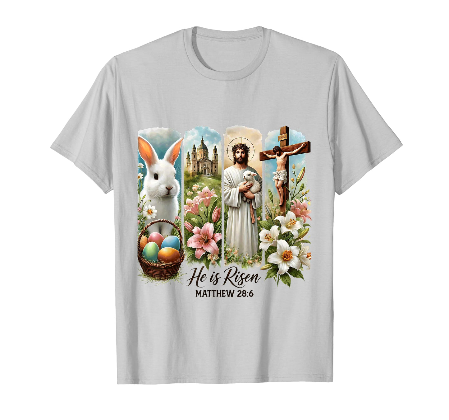 Jesus He Is Risen Christian Happy Easter Kids Women Girls T-Shirt