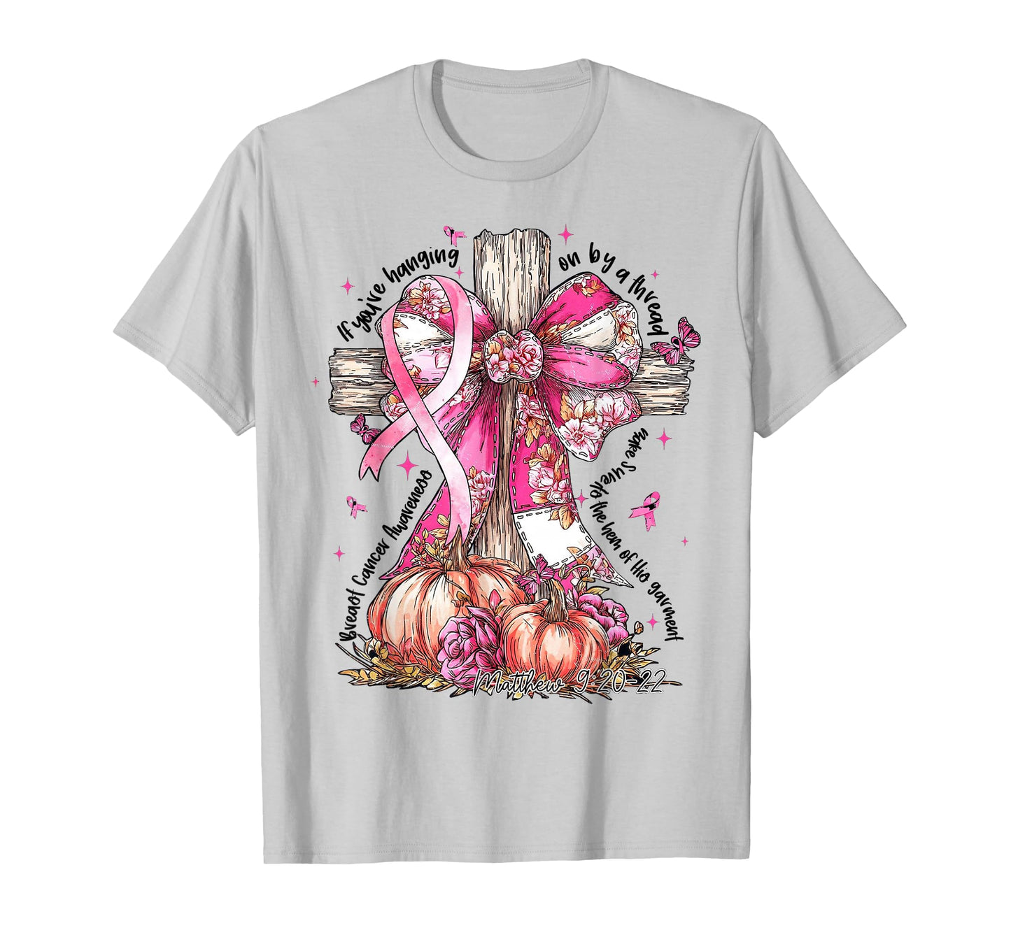 Jesus Pink Bow Cross Breast Cancer Faith Hope Strength T-Shirt