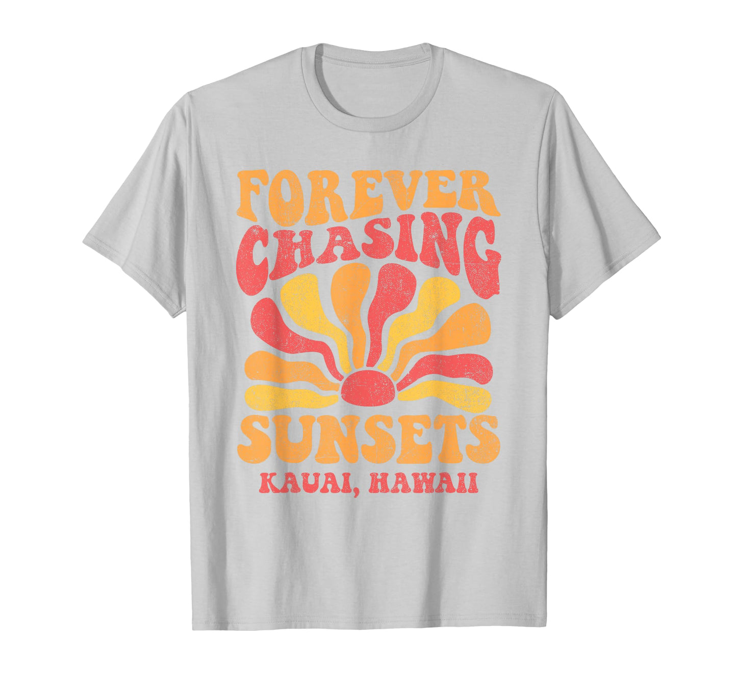 Forever Chasing Sunsets Kauai Beach Hawaii 70s Retro T-Shirt