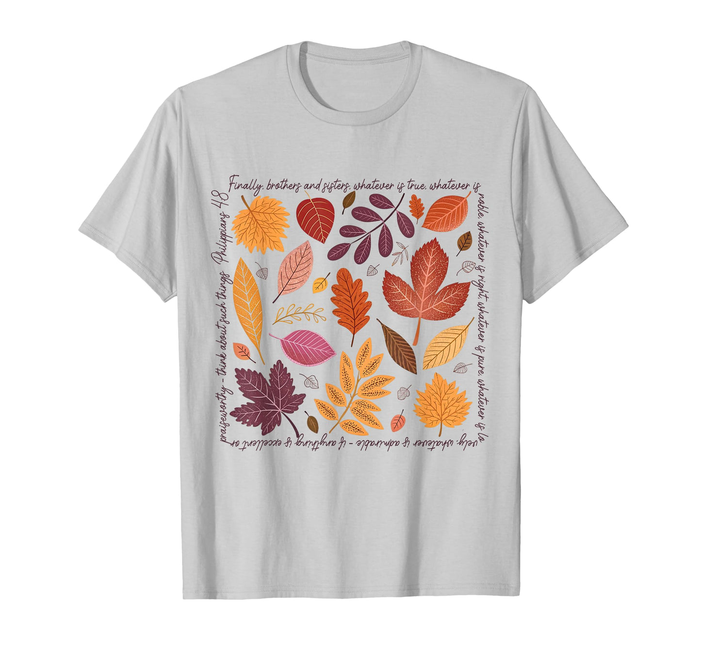 Fall Leaves Christian Thanksgiving Bible Verse Faith Based T-Shirt