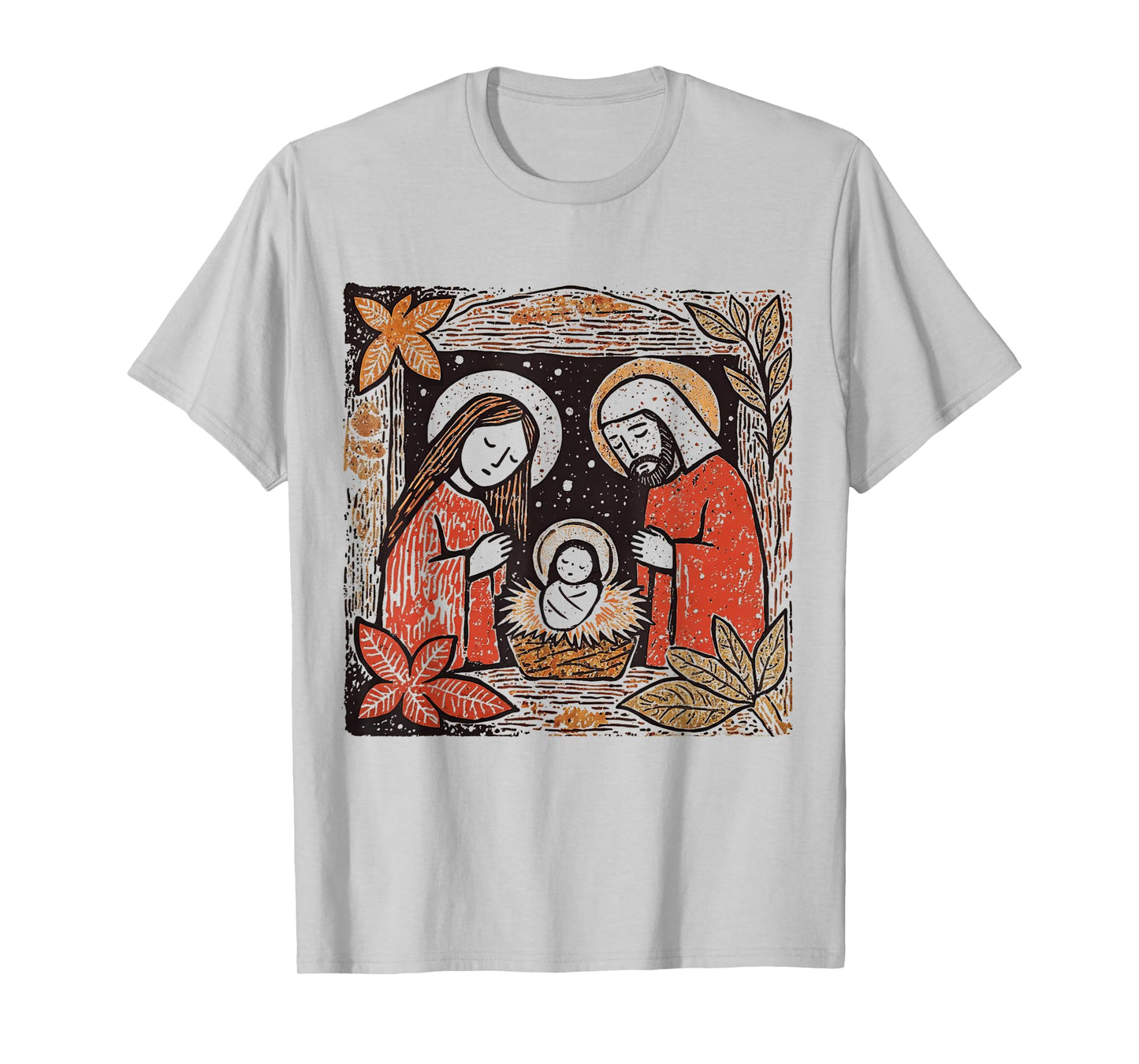 Jesus Christmas Boho Floral Nativity Scene Christian Women T-Shirt