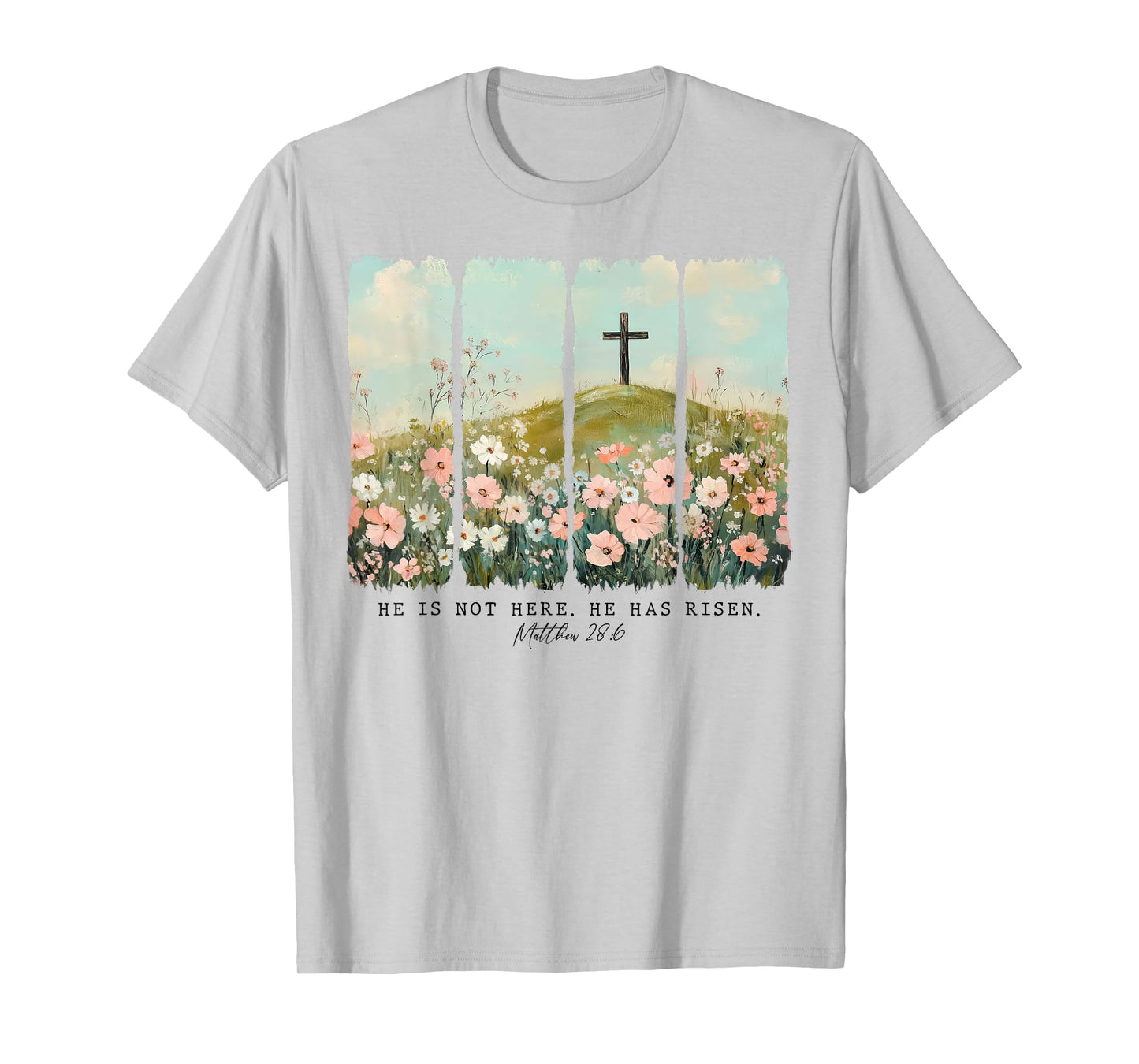 He Is Risen Christian Wildflower Happy Easter Women Girls T-Shirt
