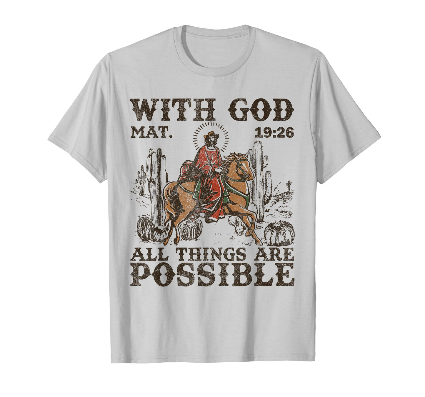Jesus Cowboy Bible Scripture Verse Western For Men Faith T-Shirt