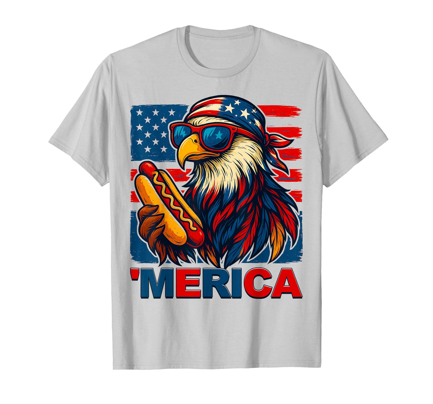Funny Merica Eagle Hotdog USA Flag 4th Of July Patriotic Men T-Shirt